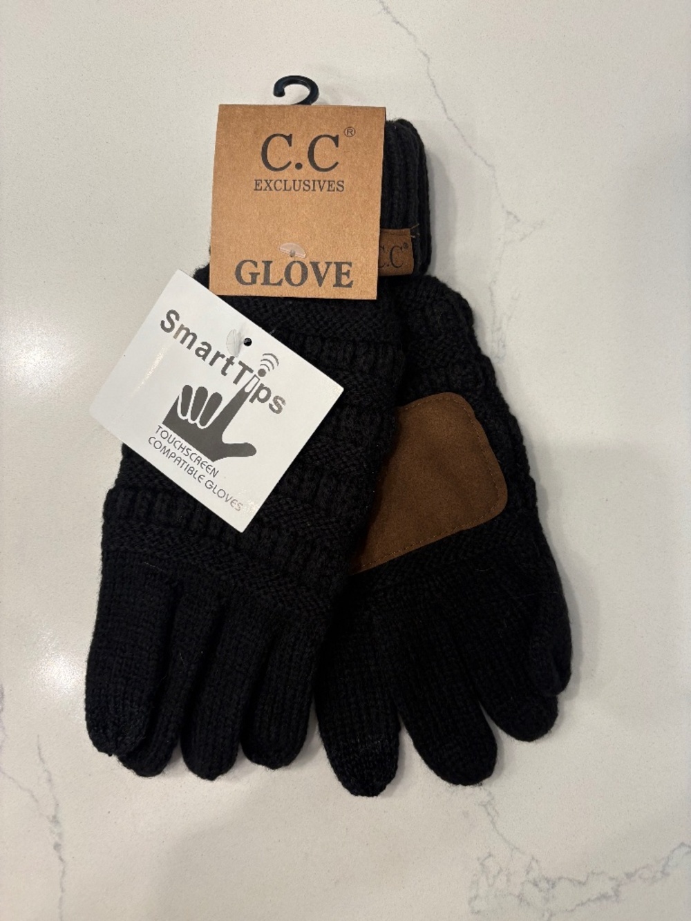 Black  C.C Ribbed Gloves